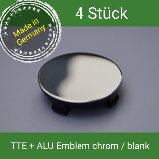 TTE  + Alu Logo chrom blank Nabenkappen Felgendeckel 56 mm Borbet Aluett ,4 St.