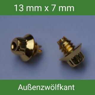 Zierstopfen / Zierschrauben Außenzwölfkant 10 St. gold  für Alufelgen 13 - 7