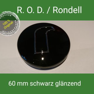 Rondell R.O.D.  Orginal  schwarz glänzend Nabenkappen  Felgendeckel 60 mm 1 St.
