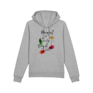 Heimat ist da wo der Vogel fällt! Hoodie aus Bio Baumwolle